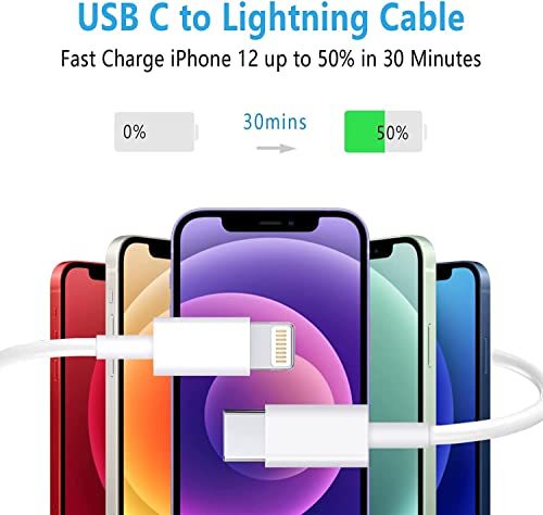 Image of iPhone Charger 3Pack 10 FT USB C to Lightning Cable [Apple MFi Certified] | Power Delivery Fast Charging, Compatible with iPhone 14 13 12 11 Pro Max XS Max XR X 8 iPad,White