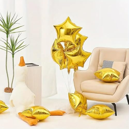 Image of Party Propz Golden Star Foil Balloons For Birthday Decoration - Pack of 25 Pcs Foil Star Balloons For Decoration | Golden Curling Ribbon | Gold Foil Balloons For Decoration | Gold (Foil)