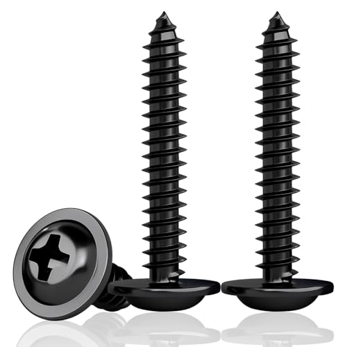HXJDAM 120Pcs M4.2x38mm Black Self Tapping Screws - Flat, Pan, Wafer Head Screws for Plastic Sheet Metal, Pasterboard, Wood, Aluminum - Image 4