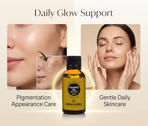 Image of Earth N Pure Liquorice Oil (Mulethi) 100% Pure & Natural for Skin Brightening & Dark Spots - for Face, Hair Care & Aromatherapy - Cold Pressed- 15ml