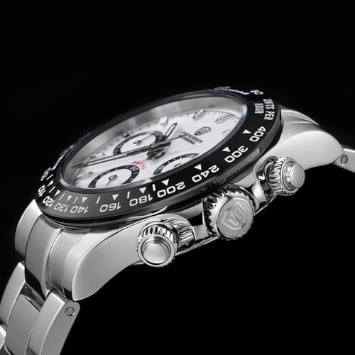 Image of watchdives Chronograph Watch, WD16500 V2 Quartz Men Watches Japan VK63 Meca-Quartz Movement 38mm Sapphire Crystal Wristwatch 100M Waterproof Sport Watch, Stainless Steel Bracelet
