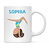 Andaz Press Personalized 11oz Kids Milk Hot Chocolate Mug Brown Haired Girl Gymnastics Pose 3 1 Pack Custom Childs Birthday Christmas Coffee Cup