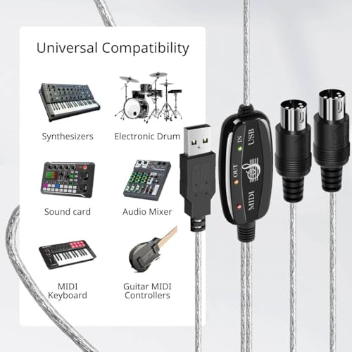 tnp midi cable set to usb with type c adapter 2 in 1 midi piano usb cord from pc to keyboard synthesizer electronic drum electric blow pipe 16 channels for windows mac and android