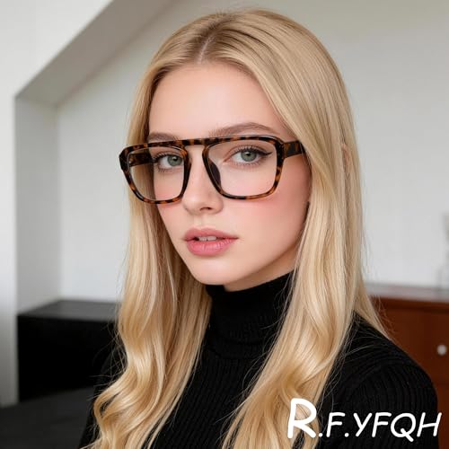 Image of Blue Light Blocking Glasses for Women Men, Square Thick Frame Anti Eyestrain & UV Glare JF6218