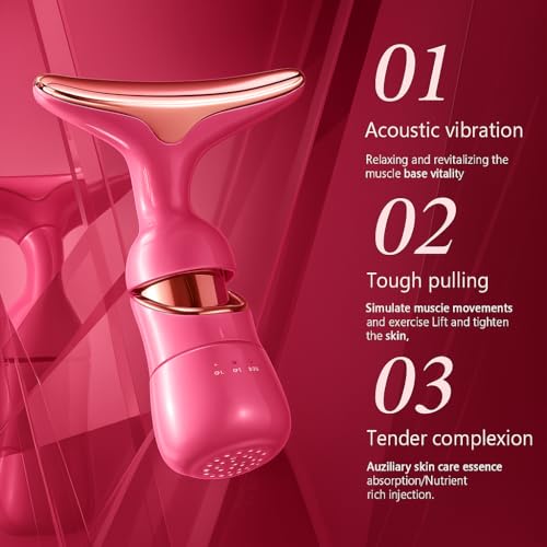 Image of AKRIZA Facial Massager for Face and Neck, 3-in-1 Face Massager for Women, Anti-Wrinkle & Anti-Aging Facial and Neck Massage Kit with 3 Modes for Skin Care, Improve Firmness, Tightening & Smoothing (Pink)