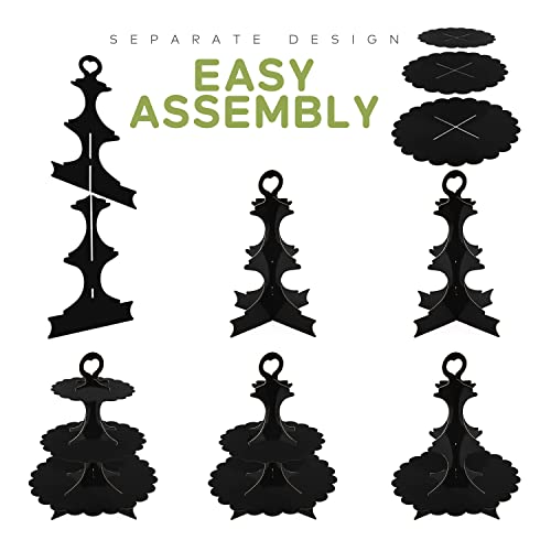Humlindo 2 Pack 3 Tier Cupcake Stand Tower, Cupcake Tower, Black Cupcake Tier Stand, Cupcake Stand, Cup Cake Stand Cardboard Dessert Cupcake Stand Holder For Parties, Tiered Cupcake Stand (Black) #TOP5
