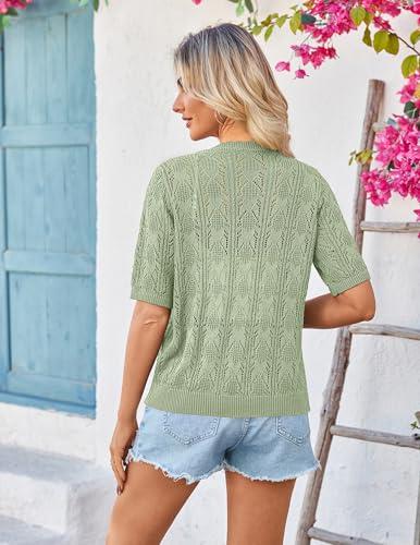 Image of Yekaty Womens 2026 Short Sleeve Crochet Summer Cardigan Cropped Button Sweater Lightweight Shrug for Dress