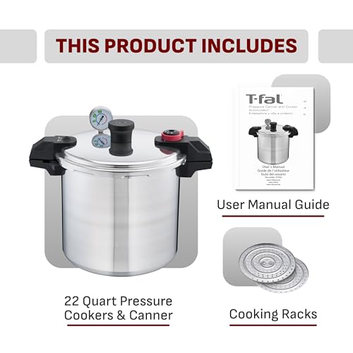 T-fal 22 Quart Aluminum Pressure Canner Durable Efficient - Main Image