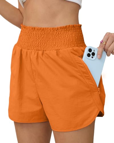 CAENP 2026 New Womens High-Waisted Athletic Shorts Womens Casual Pants with Belted Waist and Pockets Orange XXL
