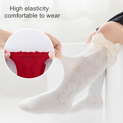 Baby Girls Socks Anti-slip Socks Cotton Knee High Ruffle Socks baby stocking for infant toddler Kids, 5 Pairs2