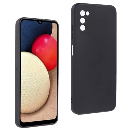 REY Funda Carcasa para Samsung Galaxy A02s   M02s   A03s, Anti Deslizante Negra, Elegante y Ligera, TPU Flexible Premium
