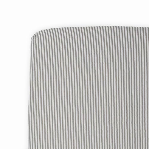 Image of Little Unicorn Premium Crib Sheet | Breathable & Super-Soft Muslin Fabric (Grey Stripe)