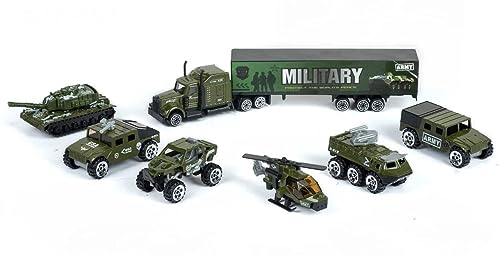Image of DANDUR Mini Military Army Vehicle Toy Set with Transport Truck Carrier Missile Launcher & Armored Jeep for Infants, Toddlers Or Preschool Children
