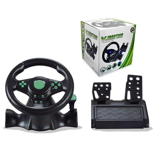 Racing Steering Wheel with Pedals and Shifters, Vibration Controller for 360, PS3, PS2, PC, 180 Degree Rotation Vibration Game Racing Wheel