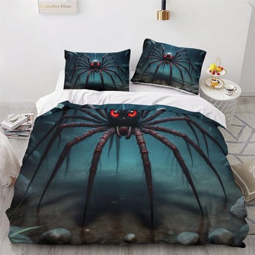 Araignée 3D housse de couette 220x240 linge de lit microfibre 3 pièces