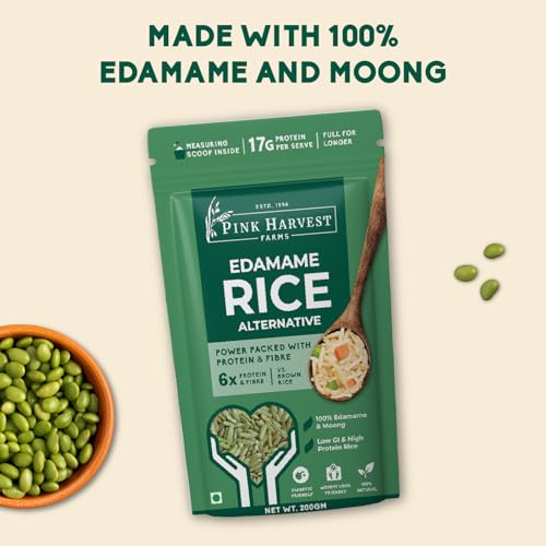 Image of Pink Harvest Farms Edamame Rice Alternative, 200g | Diabetic-Friendly | High Protein | Low GI | Gluten-Free | Keto-Friendly | Plant-Based Low Carb Rice Substitute