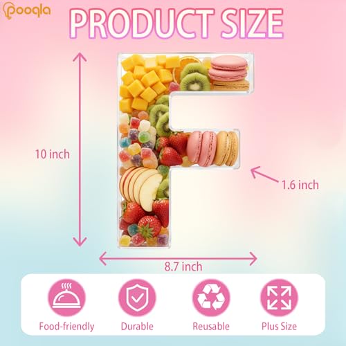 Image of Pooqla 10 inch Acrylic Letter Charcuterie Tray Birthday Party Fillable Box F