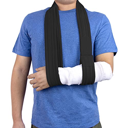 yeloumiss Arm Sling Adjustable Shoulder Support Sling Lightweight Comfortable Shoulder Immobiliser Support for Women and Men for Right Left for Wrist Hand Elbow Arm Injured 63 inch (Black)