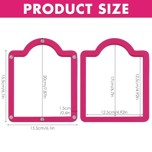 Magnetic Acrylic Cookie Stencil Holder,Cookie Stencil Frame Stencils for Royal Icing,Magnetic Template Frame for Cooking Cake Coffee Dessert Decoration Supplies (Pink Square-6.7 * 6.1 in)