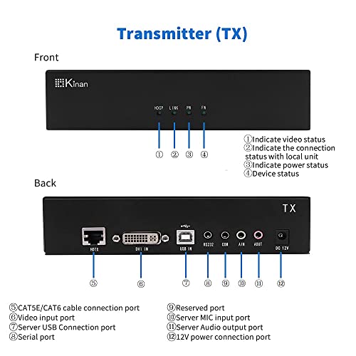 Dvi Usb Kvm Extender 1920 X 1200 @60Hz,Up To 100 M(328Ft) Over Single Cat5E/Cat6 Cable,Zero Latency,Support Edid, Incl.local And Remote Units,Extends Dvi Hd Video, Audio, Usb, Rs-232 Signals #TOP2