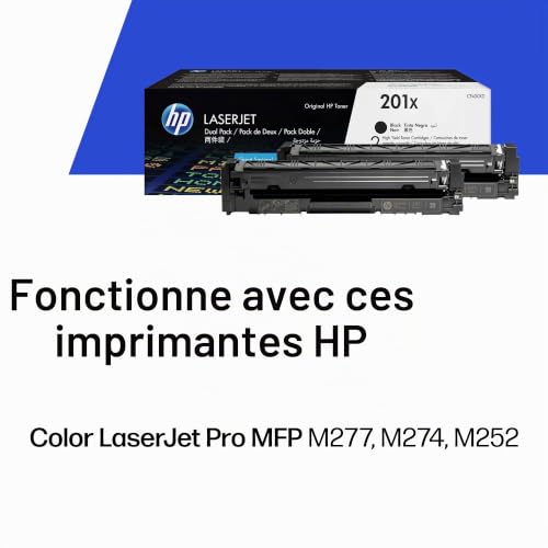 HP 201X CF400X, Cartouche de Toner HP Originale pour imprimantes, Compatible avec Les imprimantes HP LaserJet Pro M252N et M252DW, HP LaserJet Pro M274N, M277N et M277DW, Noir