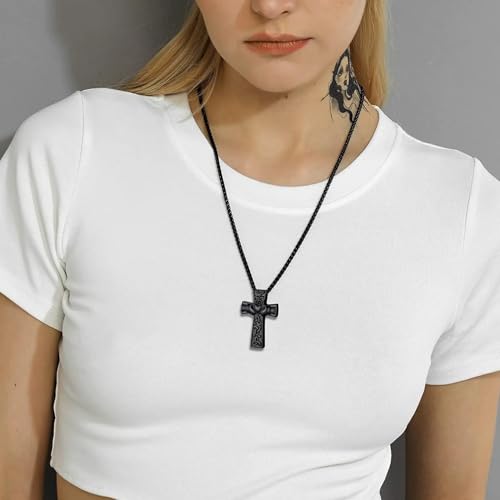 Collier crémation croix pour hommes, pendentif urne funéraire argent sterling