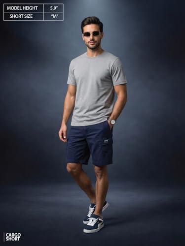 Image of Veirdo Men Twill Woven Cargo Shorts Lightweight Summer & Outdoor Wear Drawstring Waist Multi Pocket Design Adjustable Fit Comfortable, (S to 2XL)
