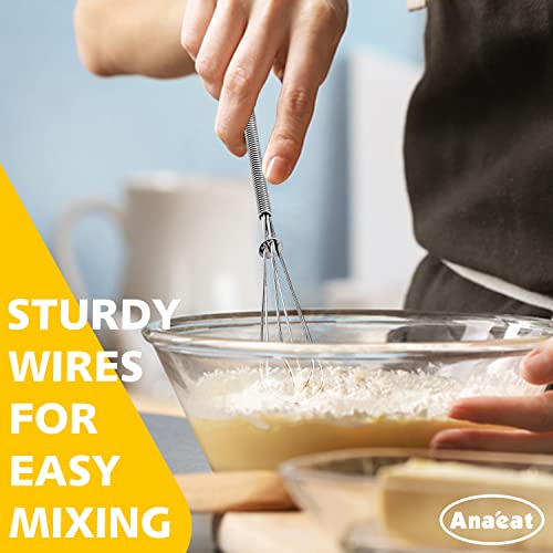 Anaeat Mini Wire Whisks, Set of 2 Portable Stainless Steel Kitchen Tiny Whisk & Egg Beater with Thick Wire - Sturdy Small Mixing Balloon for Cooking, Blending, Whiping, Beating and Stirring (5