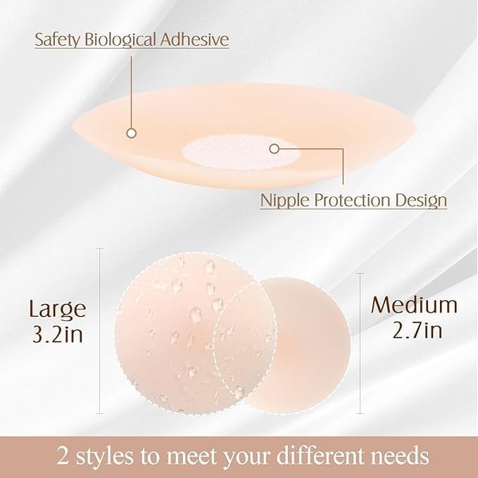 6 Pairs - Nipple Covers for Women - Ultra Thin Reusable Silicone Pasties, Invisible Adhesive Breast Petals (Crème, A-C) - Image 6