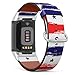 Compatible with Fitbit Charge 5 , Patterned Leather Replacement Band (4th July Stars and Stripes Retro Pattern in USA Flag Colors - 3)