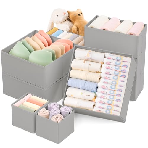 Criusia Drawer Organizers for Clothes, Foldable Closet Storage Bins, Durable Fabric Dresser Dividers...