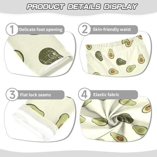 Half an Avocado Girls Leggings,Workout Leggings for Girls Toddler Athletic Leggings Size for 3-10T3