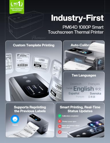 Image of Phomemo PM64D Bluetooth Thermal Label Printer & Touchscreen &500Pcs Labels