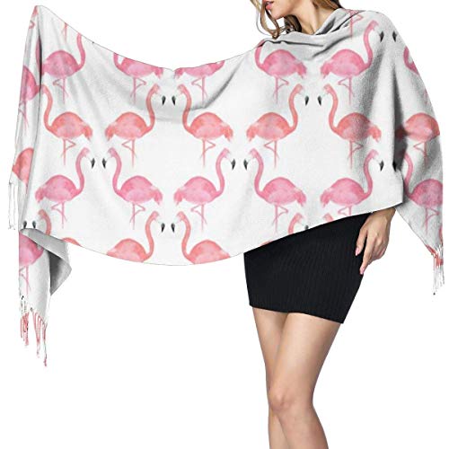 JJsister Bufandas de Mujer, Cashmere Feel Bufanda Chaless Flamingo Pink Pattern Fashion Large Scarf For Women Winter Warm Soft Scarves Blanket Cover