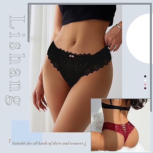 Lishang-5er-Tangas-Mujer-Pack-Sexy-Bragas-Encaje-Mujer-Ropa-Elastica-Braguitas-Culotte-Transparente-Cintura-Baja-Ropa-Interior-Femenina
