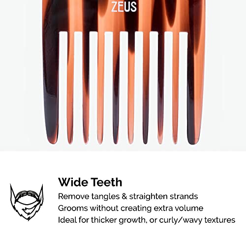 Zeus Large Beard Pick, Best Handmade Afro Pick, Anti-Static & Anti Frizz, Thick & Curly Hair Tool, 5.25" - Ah11 #TOP3