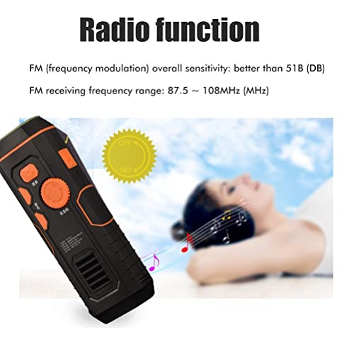 Draagbare noodradio, handslinger met radio, zaklamp F-generator, multifunctionele powerbank-mobiele telefoonlader, SOS-alarm, oplaadbaar, geschikt voor thuis en in noodgevallen - Image 5