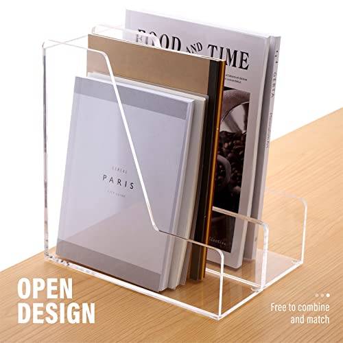Sanrui Magazine File Holder Desk Organizer Clear Acrylic Vertical File Organizer For Office Home 2-Pack #TOP2
