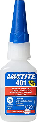 LOCTITE 401, universell einsetzbarer Flüssigkleber, hochfester Kleber für schnelle Reparaturen, schnell härtender Cyanacrylat Sekundenkleber für viele Materialien, 1x20g