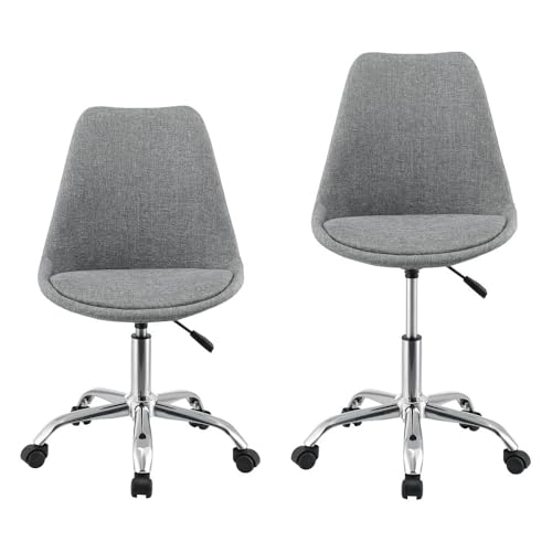 Image of Amazon Brand - Umi Height-Adjustable Modern Stylish Revolving Office Computer Study Desk Task Chair in Fabric with PU Cushion Ideal for Spa, Home, Medical, Gaming, in Grey Color