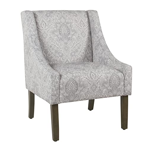 Image of HomePop Classic Swoop Arm Accent Chair - Gray Damask