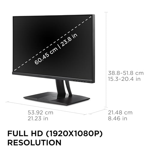 Image of ViewSonic VP2456A 24 Inch 1080p ColorPro Monitor, IPS with 100% sRGB and Pantone Validated for Professional Graphic Design, Advanced Ergonomics, 120Hz, 90W USB-C, HDMI, and DisplayPort Inputs