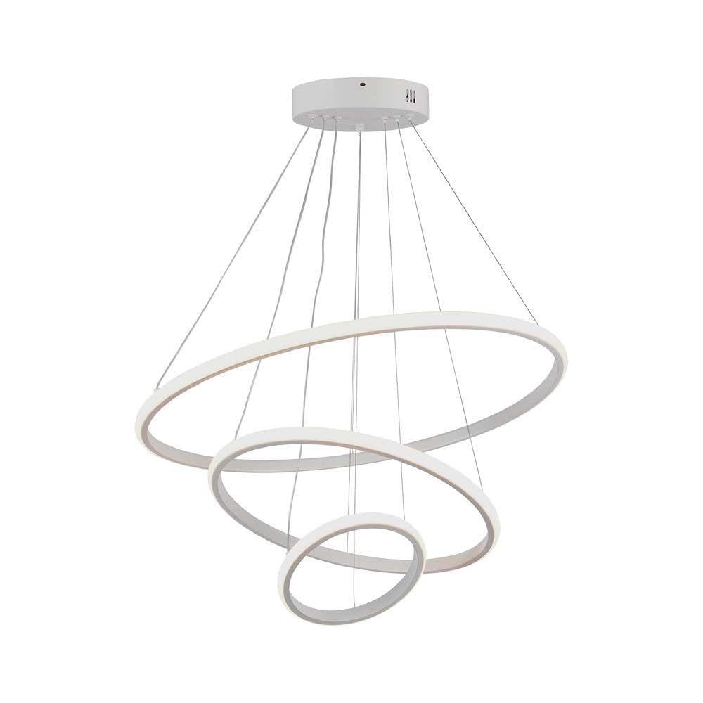 V-TAC VT-7816 Lampadario LED a sospensione 3 cerchi sospesi 32W in metallo dal Design Moderno 60 * 100cm Coloro bianco 3000K - 8018