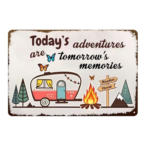 Camper Wall Decor Camping Signs Happy Camper Decor Todays Adventures Are Tomorrows Memories Sign Camper Happy Campers Gifts Metal Signs Campsite Decorations