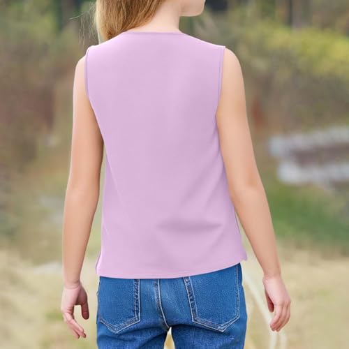 Girls Tank Tops Kids Casual Summer Sleeveless T Shirts Tween Girls Off The Shoulder V Neck Lightweight Tops Blouse2