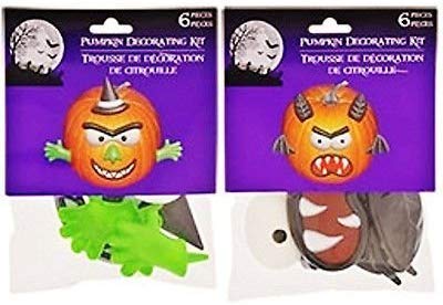 TLC Spooky Fun Play Halloween Pumpkin Decorating Kits, (2 Different Bundle Sets) (Monsters and Witches)