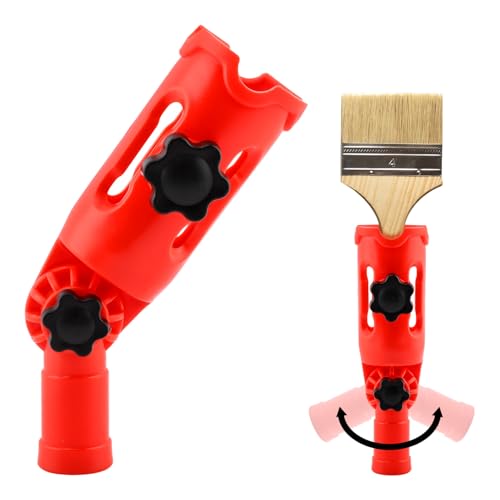 Multi-Angle Paint Brush Extender,Paint Edger Tool for High Ceilings, Extension Pole Attachments Holder with Rotating Head for Paint Rollers, Great for Walls,Corners,Edges(Red,Size:17 * 4 * 4cm)