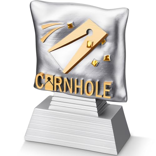 Liliaafar 1 Pcs Mini Cornhole Trophy 4 Inch Small Corn Hole Award Trophies Tournament Winner Prize Funny Champion Resin Reward for School Sports Match Teams Competition Gifts (Cornhole Theme Silver)