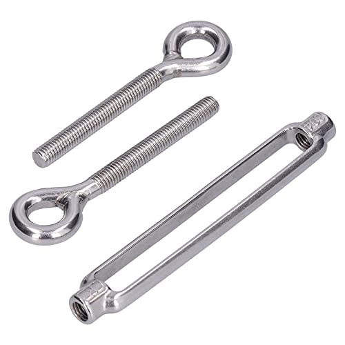 5Pcs 304 Stainless Steel Eye & Eye Turnbuckles Heavy Duty Wire Rope Tensioner for Binding Tightening and Adjusting Cable Tension (M6) miniatura 4