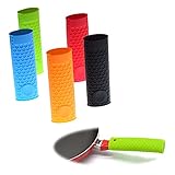 Soporte de Silicona para Mango Caliente Cubierta de Agarre para Sartén Hierro Ollas Soporte de Mango Caliente de Silicona Sartenes Mango Olla Silicona Antideslizante para Woks de Hierro 5 Piezas